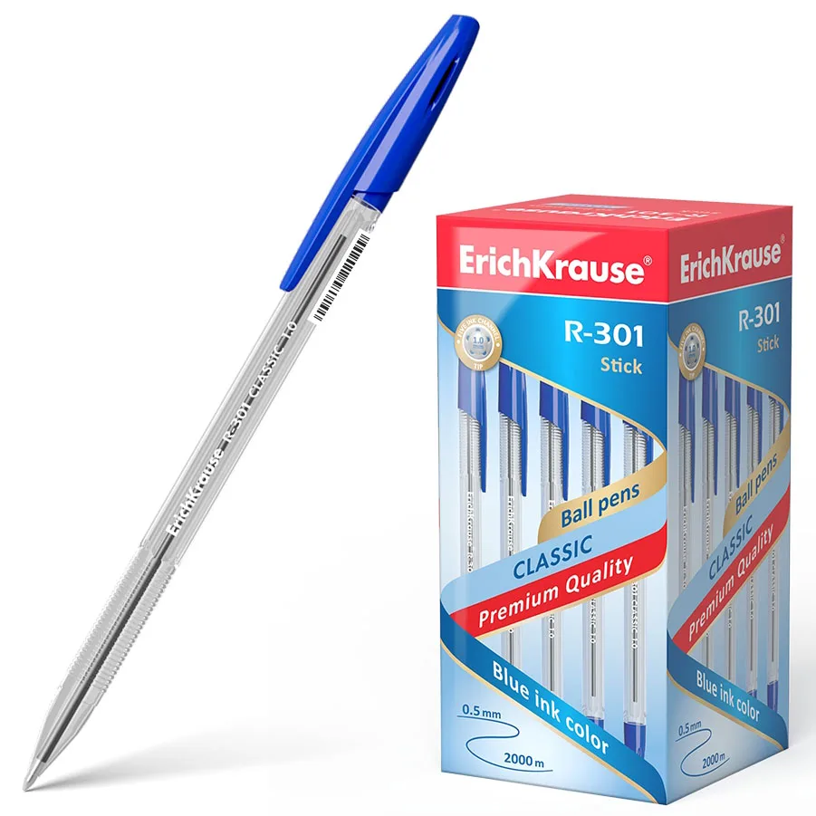Esferográfica Erichkrause R-301 Classic Stick Azul - Pack 50