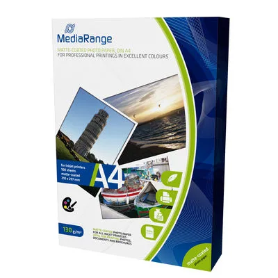 Papel Fotográfico A4 130g MATTE MediaRange (100 folhas)