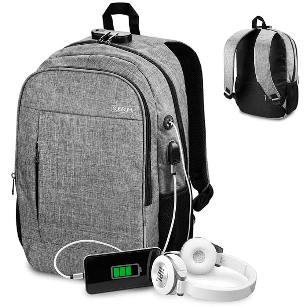 Mochila Subblim Urban Lock Cinza p/ Portátil 15.6"