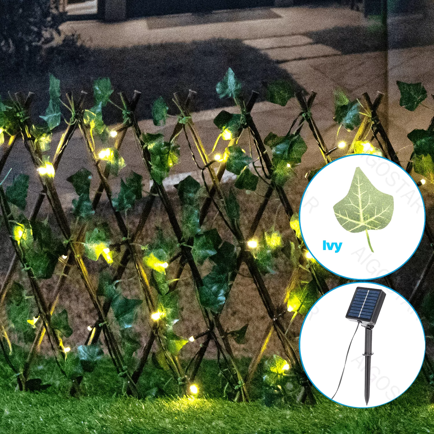 Plantas Solares Simuladas - Cerca Hera 2 x 0.70 Metros LED 2700K