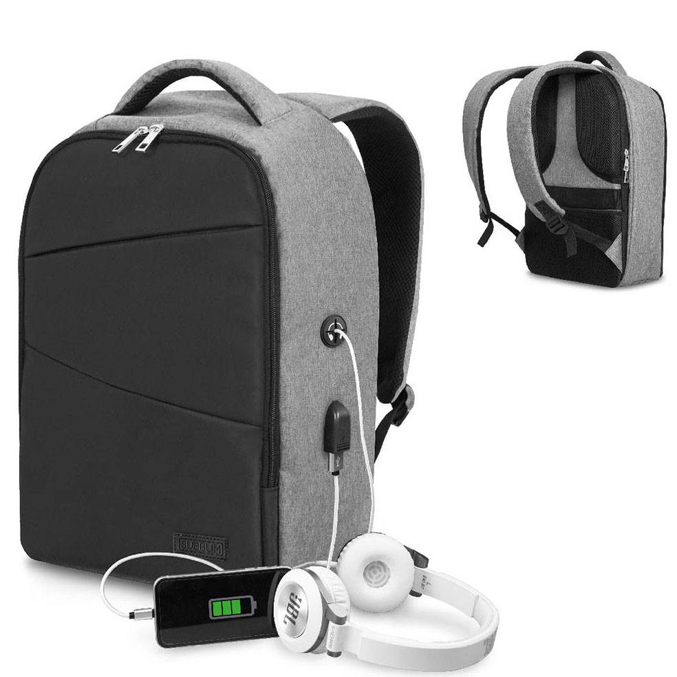 Mochila Subblim Secure V2 AP c/USB p/ Portátil 15.6" Cinza