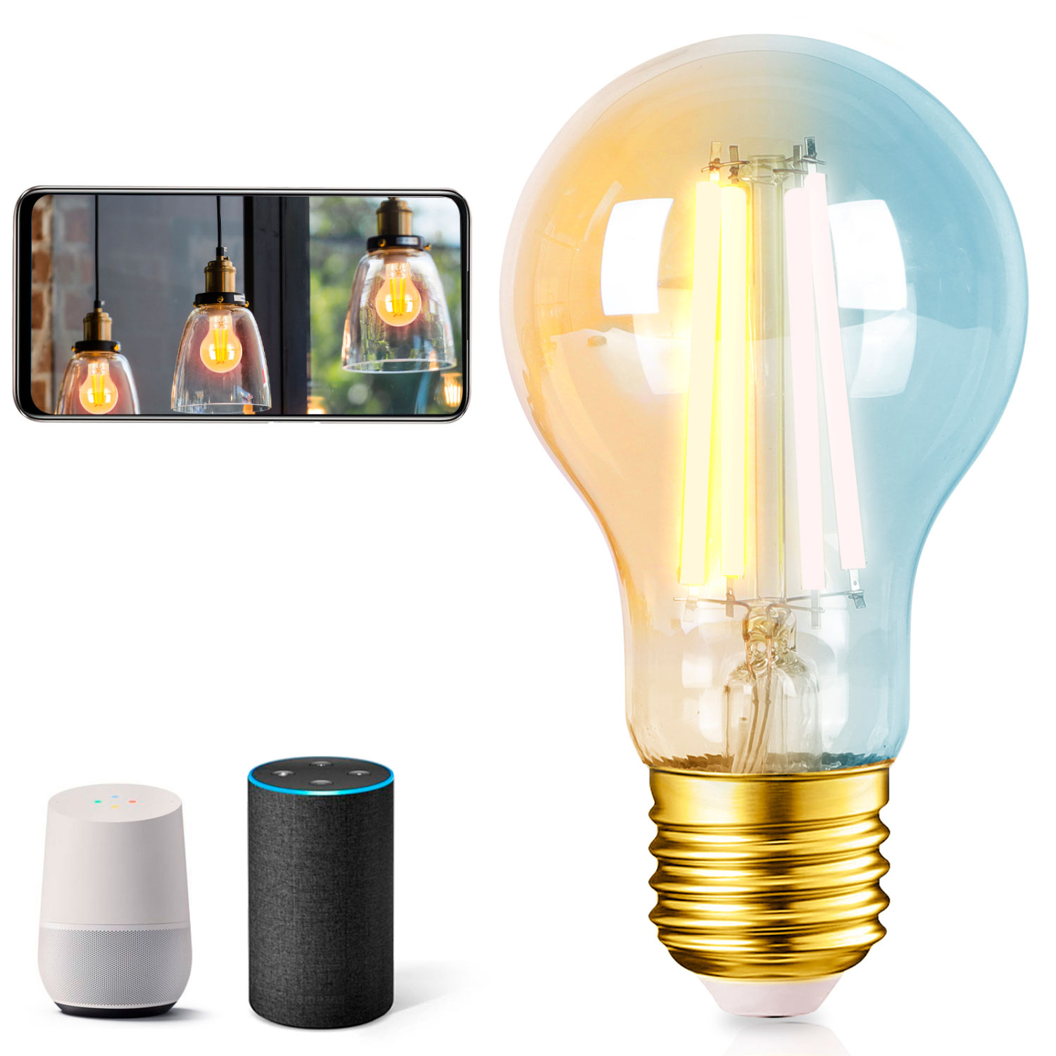 Lâmpada Filamento Smart LED WiFi CCT E27 A60 6W Aigostar