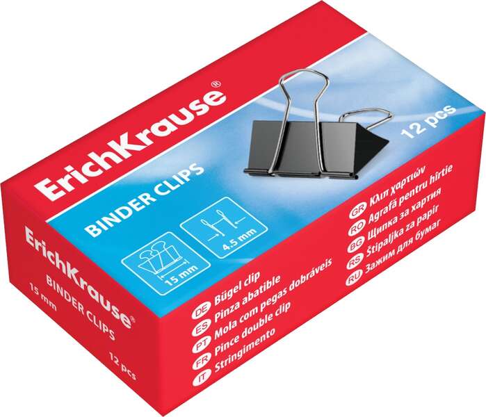 Prendedor Papel Binder Clip 15mm Erichkrause - Pack 12