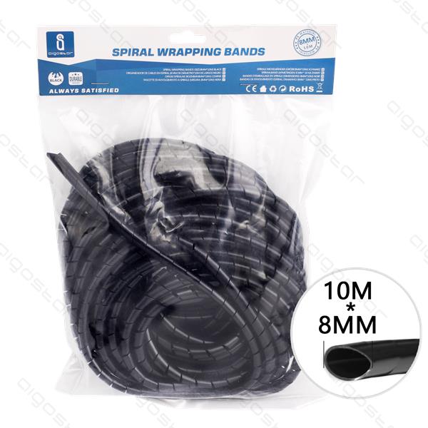 Organizador de Cabos 10 metros / 8mm Pretos Aigostar