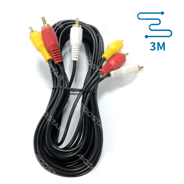 Cabo 3RCA macho - 3RCA macho (1x video + 2x áudio) Aigostar - 3 Metros