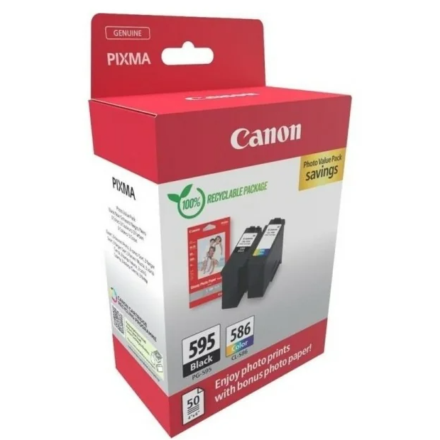 Combo 2 Tinteiros Canon PG-595 + CL-586 Originais Preto