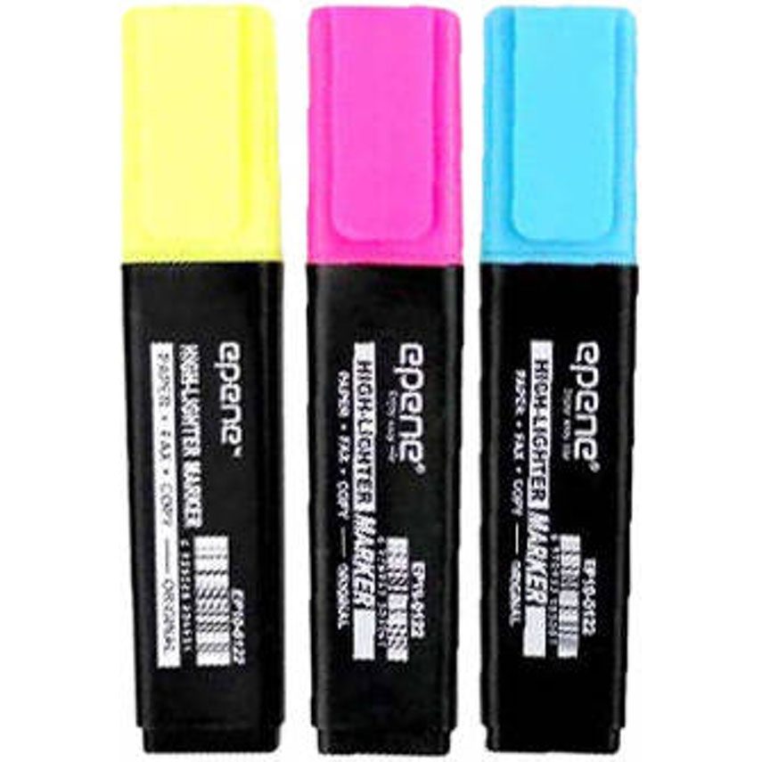 Marcador Fluorescente 3 Cores Grosso Epene Pack 3 Unidades