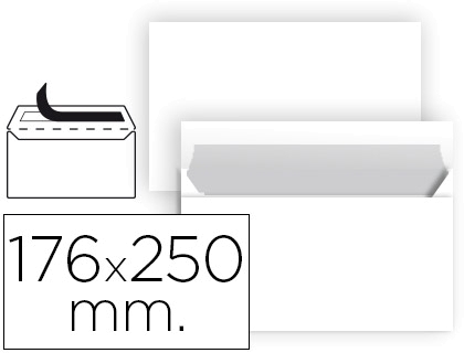 Envelopes Brancos B5 (176X250mm) c/tira de silicone - Pack 250 unidades