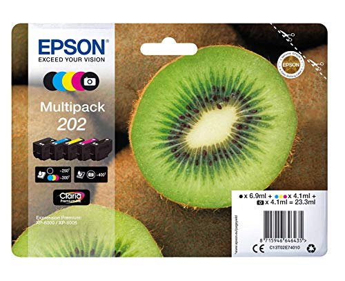 Conjunto 5 Tinteiros Epson 202 Originais Série Kiwi (C13T02E74010)