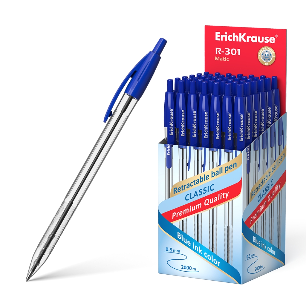 Esferográfica Erichkrause R-301 Classic Matic 10 Azul - Pack 50