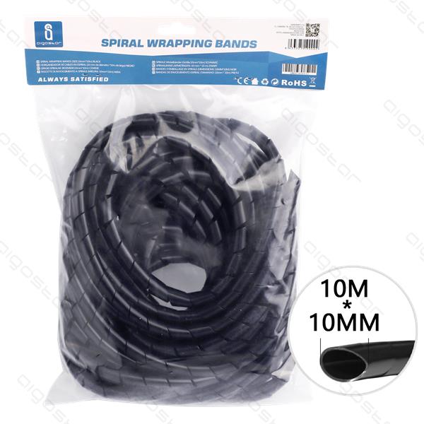 Organizador de Cabos 10 metros / 10mm Preto Aigostar