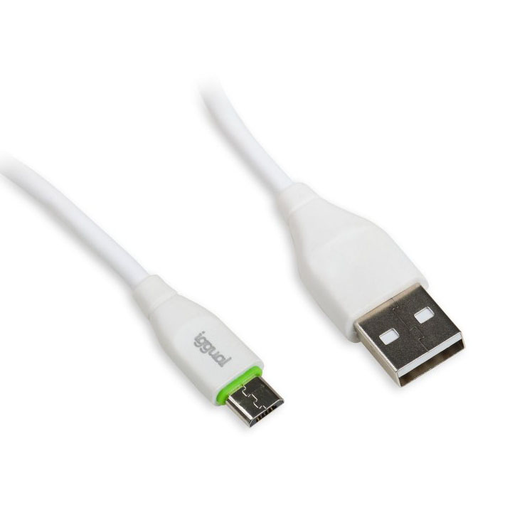 Cabo USB-A / micro-USB 1 Metro Branco Iggual