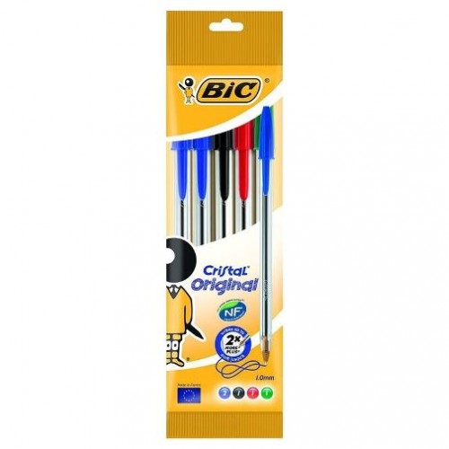 Esferográfica Bic Cristal Original Multicores 1.0mm Pack 5 unidades