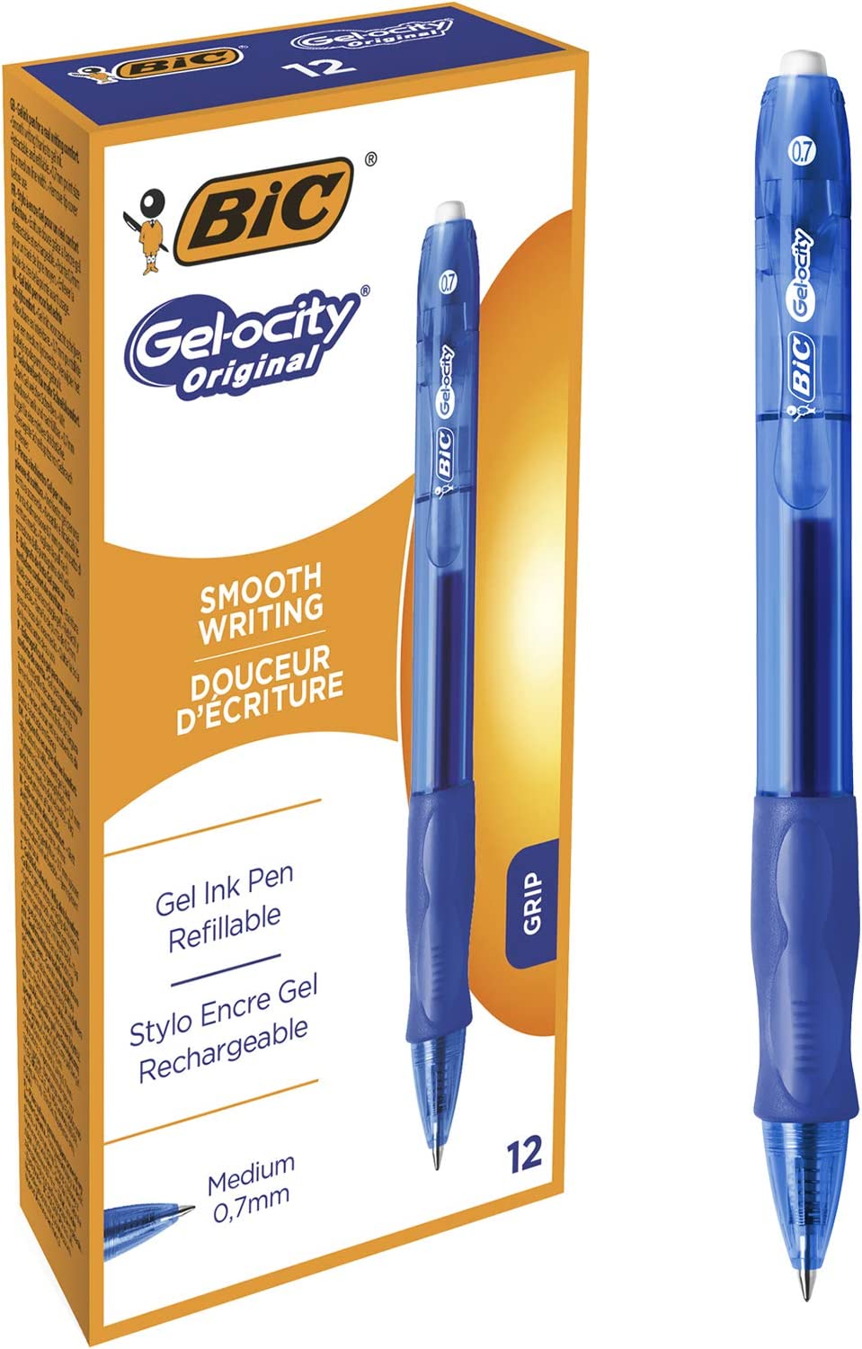 Esferografica BIC Gel-Ocity Original Tinta Gel Retráctil 0.7mm Azul Pack 12 unidades
