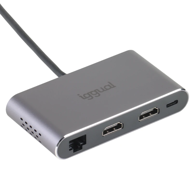 Hub Type-C 8 em 1 2xHDMI 2xUSB 2xSD RJ45 PD100W Iggual