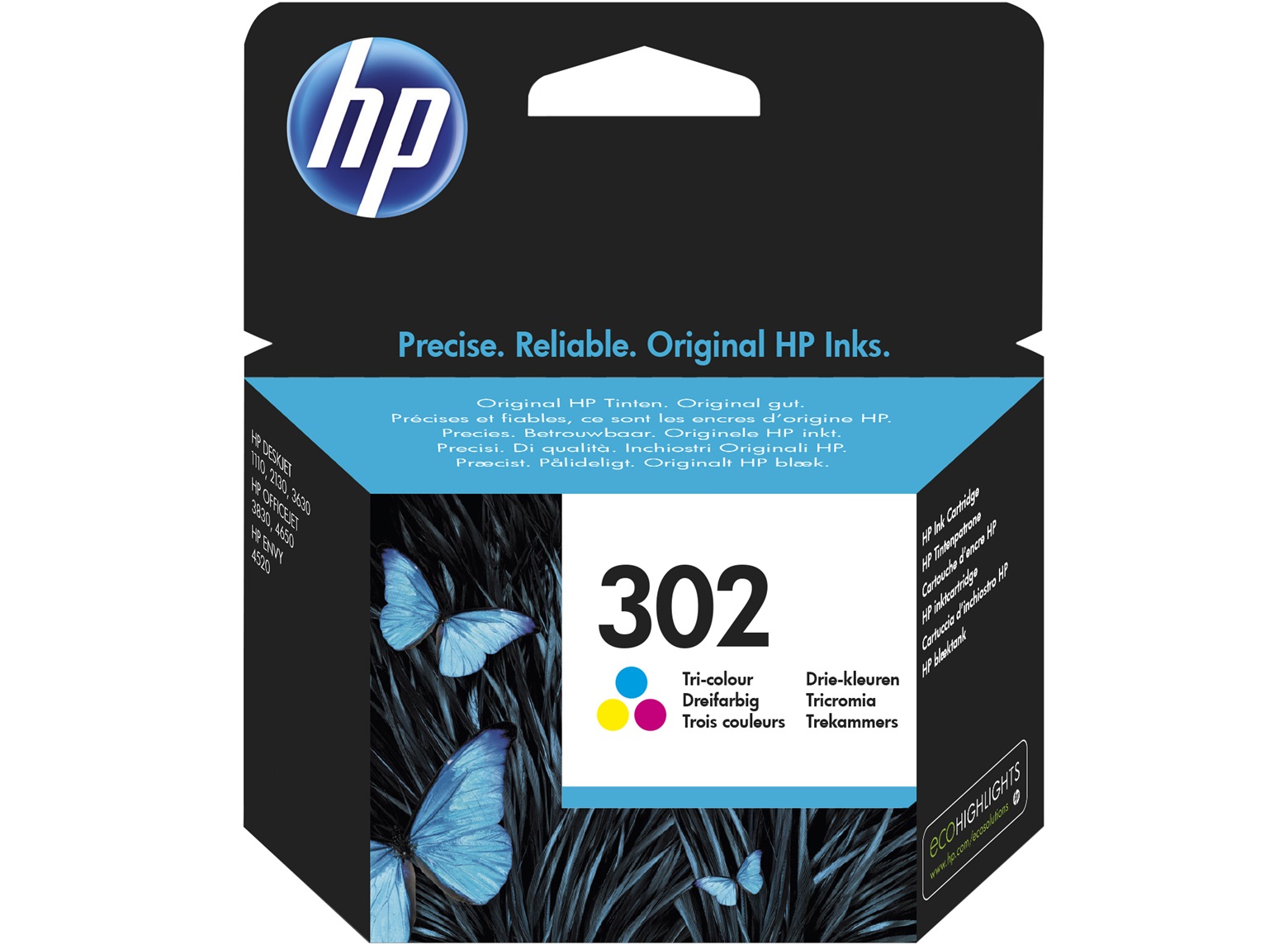 Tinteiro HP 302 Tricolor Original (F6U65AE)