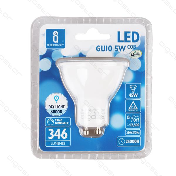 Lâmpada LED A6 GU10 3W 3000K Luz Quente 200 Lúmens Aigostar