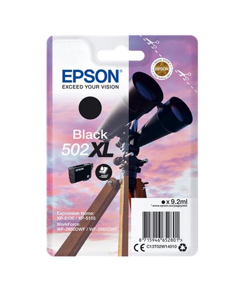 Tinteiro Epson 502XL Preto Original Série Binóculos T02W1 (C13T02W14010)