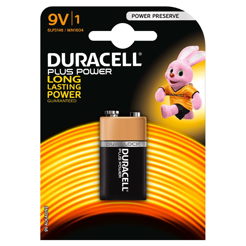 Pilha Alcalina Duracell MN1604B1 Plus Power 9V 6LP3146