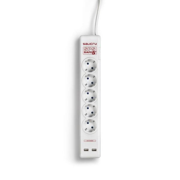 Tomada Salicru SPS SAFE 5 + 2 USB Branca