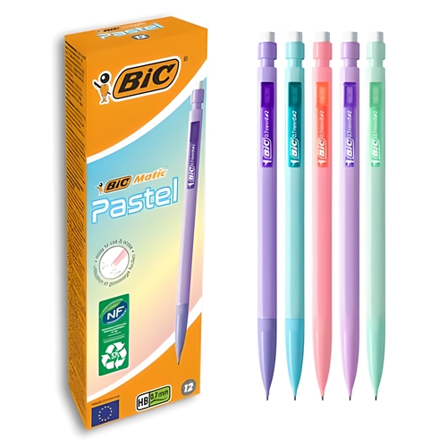 Lapiseira BIC Matic Pastel 0,7 mm HB c/ Borracha - Pack 12