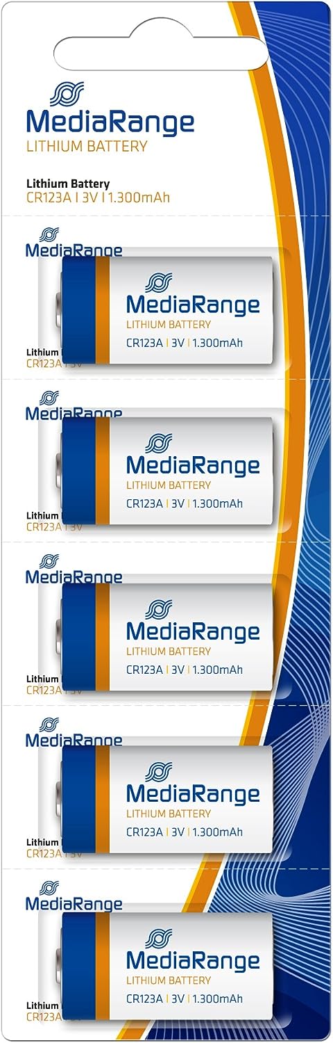Pilhas de Lítio MediaRange CR123A 3V - Pack5