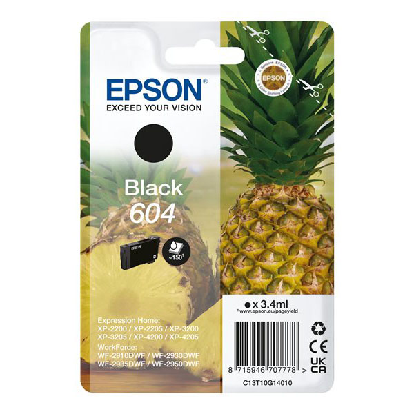 Tinteiro Epson 604 Preto Original Série Ananás (C13T10G14010)