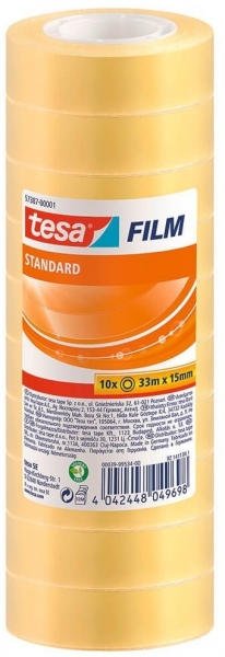 Fita Adesiva Transparente Tesa 15mm x 33 metros - Pack 10
