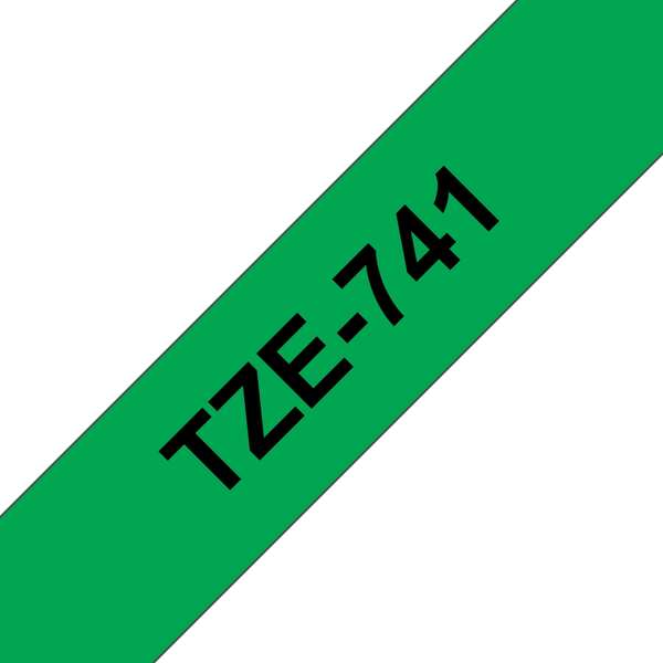 Fita Laminada Compatível Brother TZE-741 - 18mm x 8 metros Preto / Verde