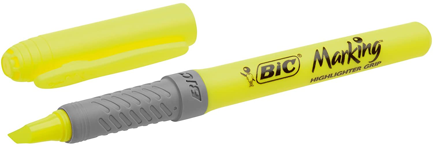Marcador Fluorescente BIC Highlighter Grip 1.60 e 3.30mm Amarelo