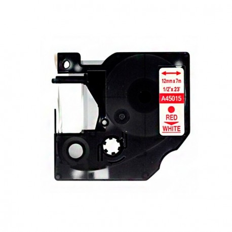 Fita Compatível Dymo D1 45015 - 12mm x 7 metros Vermelho/Branco S0720550