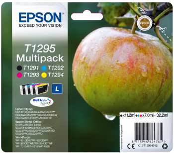 Conjunto 4 Tinteiros Epson T1295 Original Série Maça (C13T12954012)