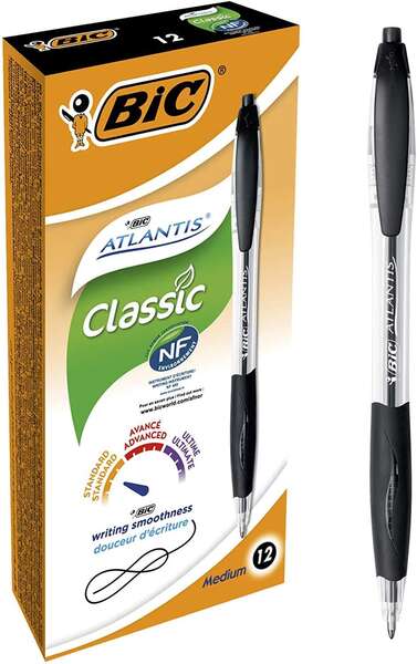 Esferográfica BIC Atlantis Classic Preto 1mm (12 unidades)