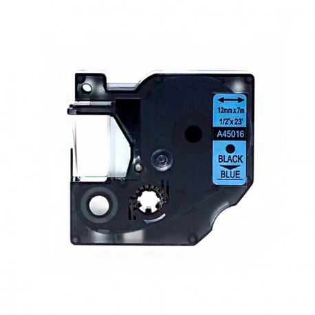 Fita Compatível Dymo D1 45016 - 12mm x 7 metros Preto/Azul S0720560