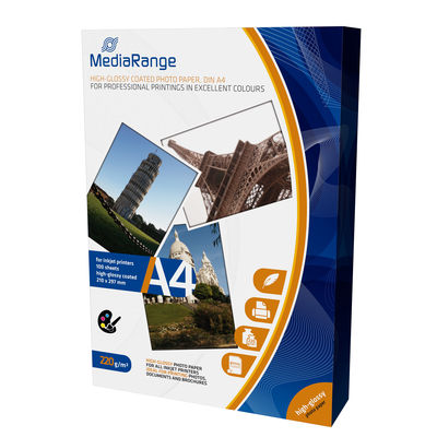 Papel Fotográfico Dupla Face A4 140g Mate MediaRange (100 folhas)