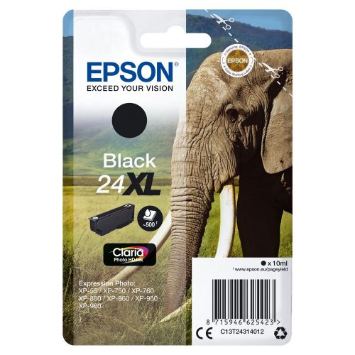Tinteiro Epson 24 XL Preto Original Série Elefante (C13T24314010)