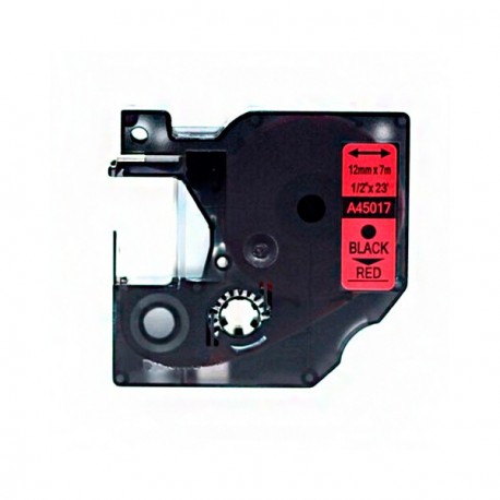 Fita Compatível Dymo D1 45017 - 12mm x 7 metros Preto/Vermelho S0720570