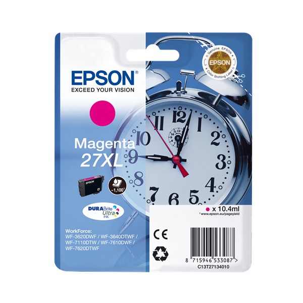 Tinteiro Epson 27 XL Magenta Original Série Despertador (C13T27134012)