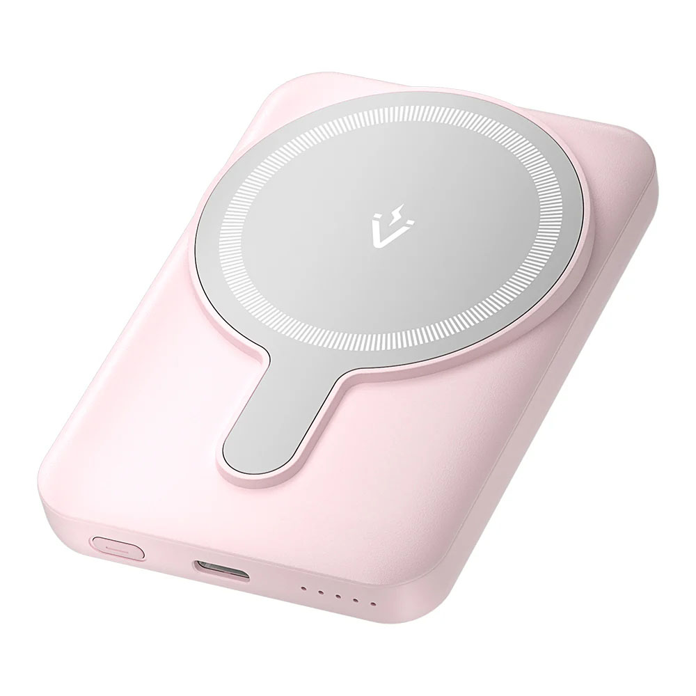 Bateria Powerbank Magnética Vention 5000mAh 20W USB-C + Wireless Rosa
