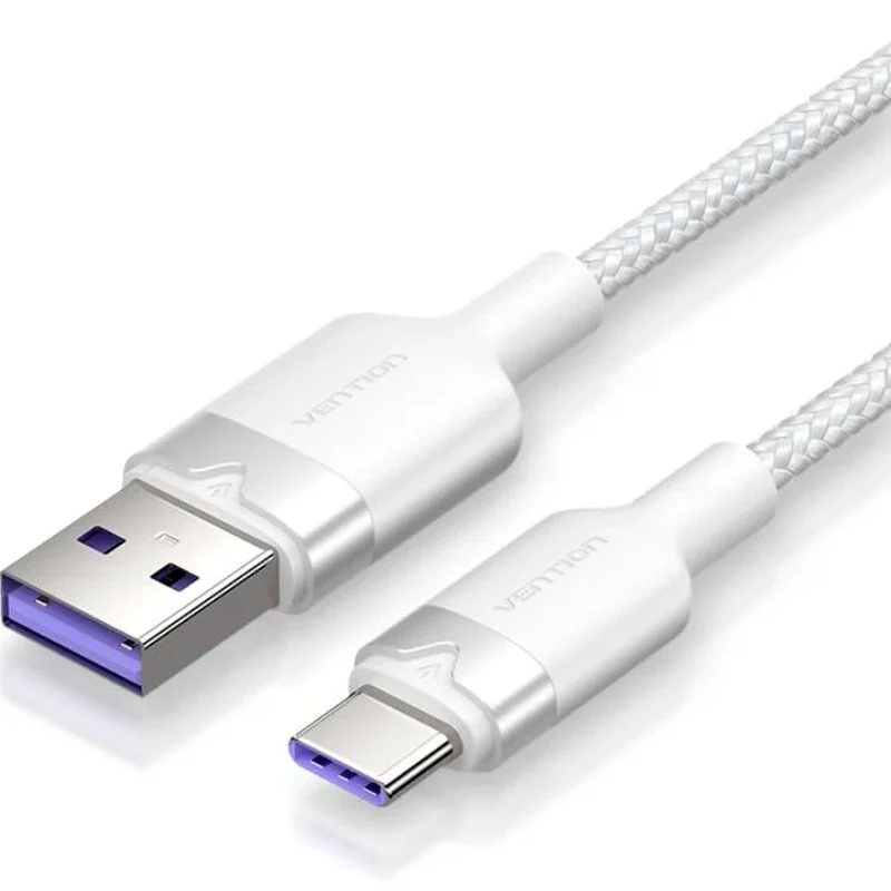 Cabo USB 2.0 para Tipo-C Vention até 100W 480Mbps 2 Metros Branco