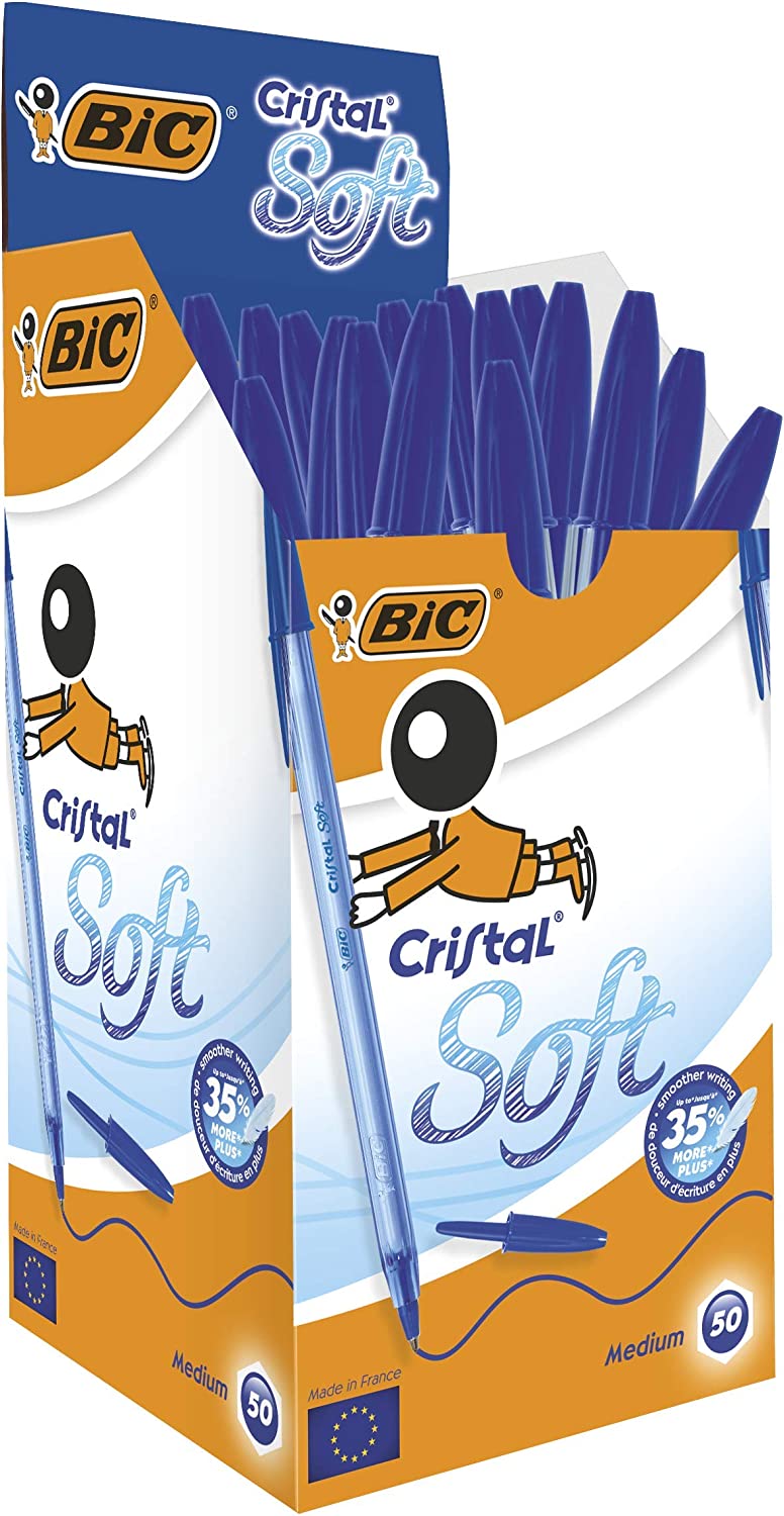 Esferográfica BIC Cristal Soft Medio 1.2mm Azul - Pack 50