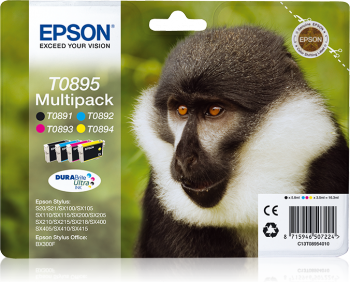 Conjunto 4 Tinteiros Epson T0895 Original Série Macaco (C13T08954020)