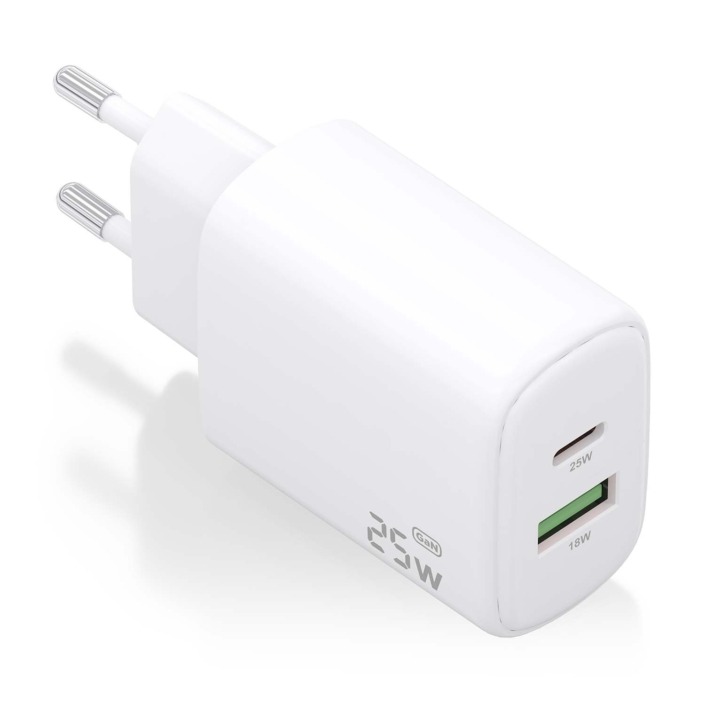 Carregador USB + USB-C 25W Fast Charger AISENS