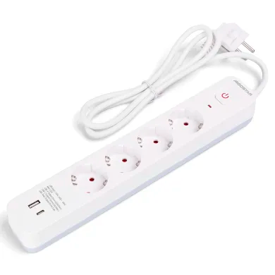 Bloco 4 Tomadas + USB + USB-C Aigostar 1.5 metros