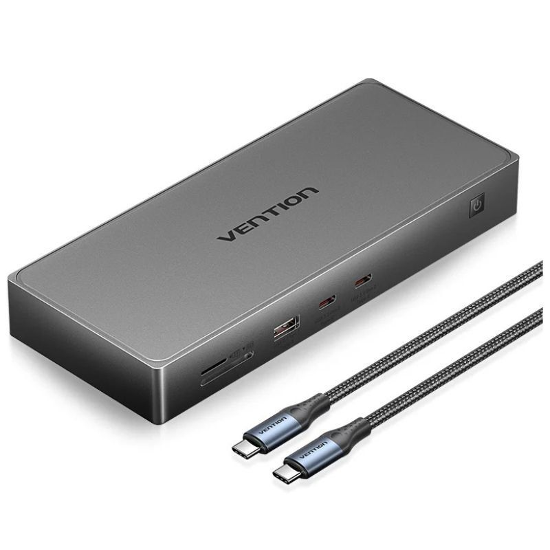 Docking USB-C Vention 2xHDMI 4K/ 1xDisplayPort/ 3xUSB/ 2xUSB Type-C 1xUSB Type-C PD 1xRJ45 1x Leitor Cartões