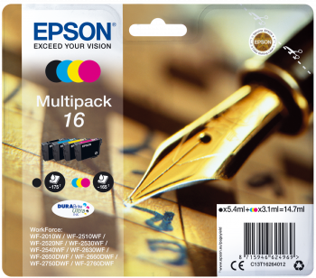 Conjunto 4 Tinteiros Epson 16 Original Série Caneta e Palavras Cruzadas (C13T16264012)