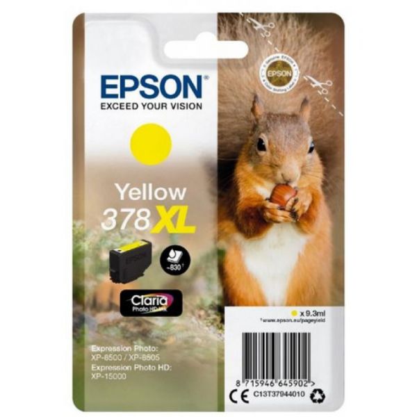 Tinteiro Epson 378 XL Amarelo Original Série Esquilo (C13T37944010)