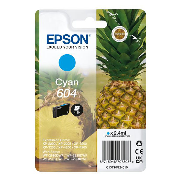 Tinteiro Epson 604 Azul Original Série Ananás (C13T10G24010)
