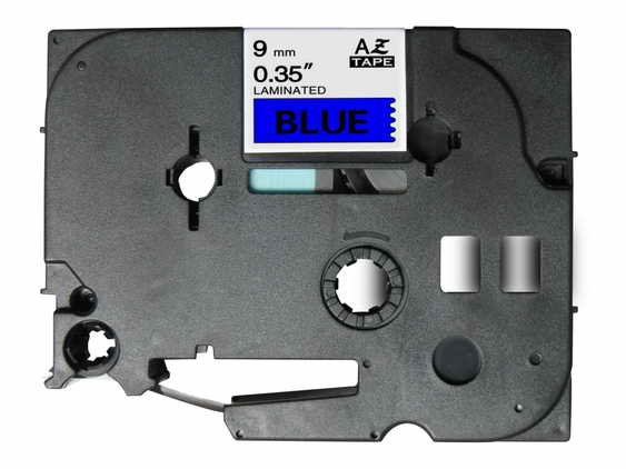 Fita Laminada Compatível Brother TZE-521 - 9mm x 8 metros Preto/Azul