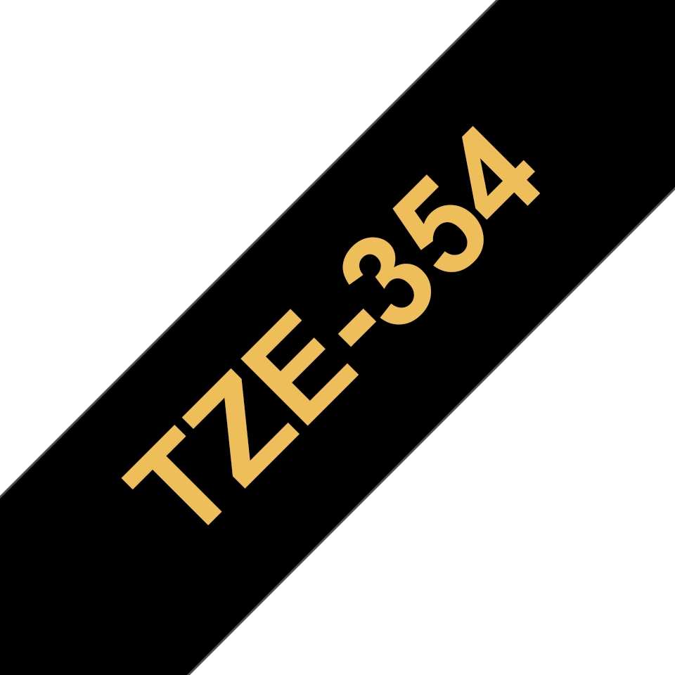 Fita Laminada Compatível Brother TZE-354 - 24mm x 8 metros Dourado / Preto